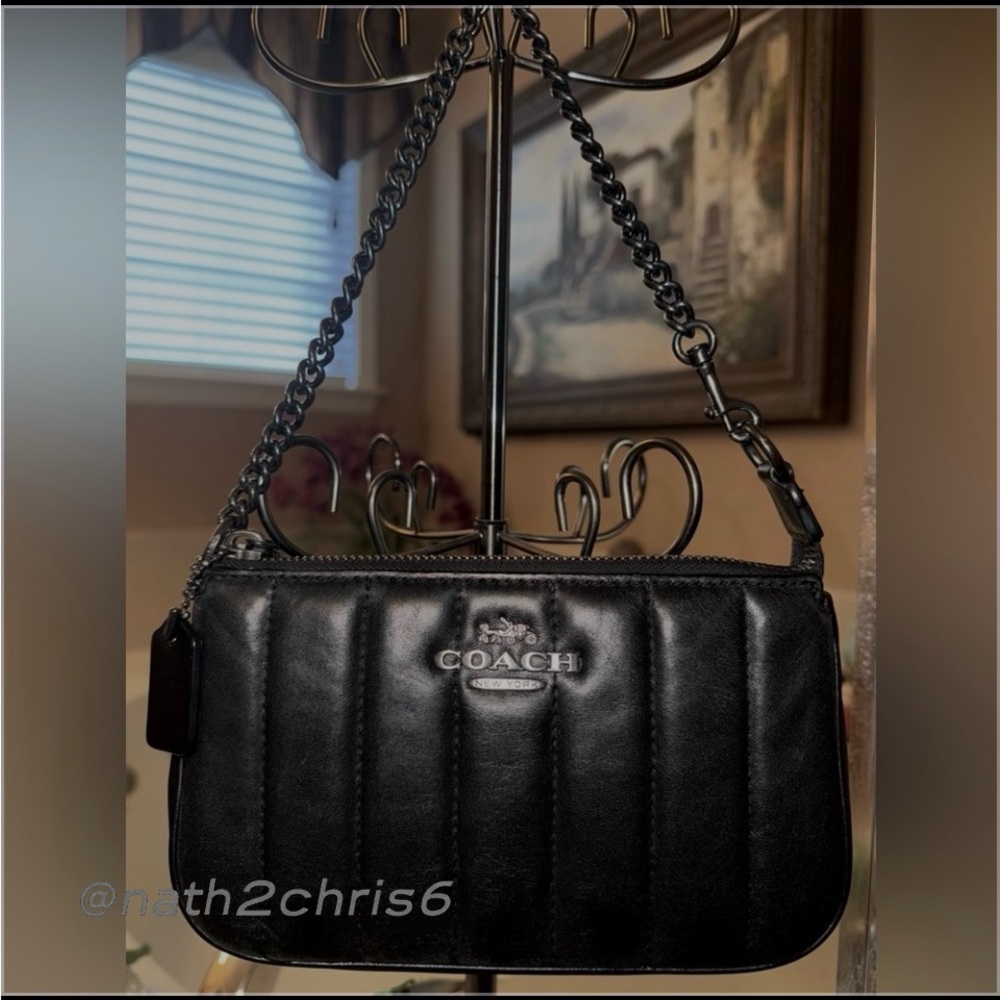 COACH Nolita 19 Soft Nappa Leather with Linear Quilting & Gunmetal Chain - Black - Picture 4 of 16